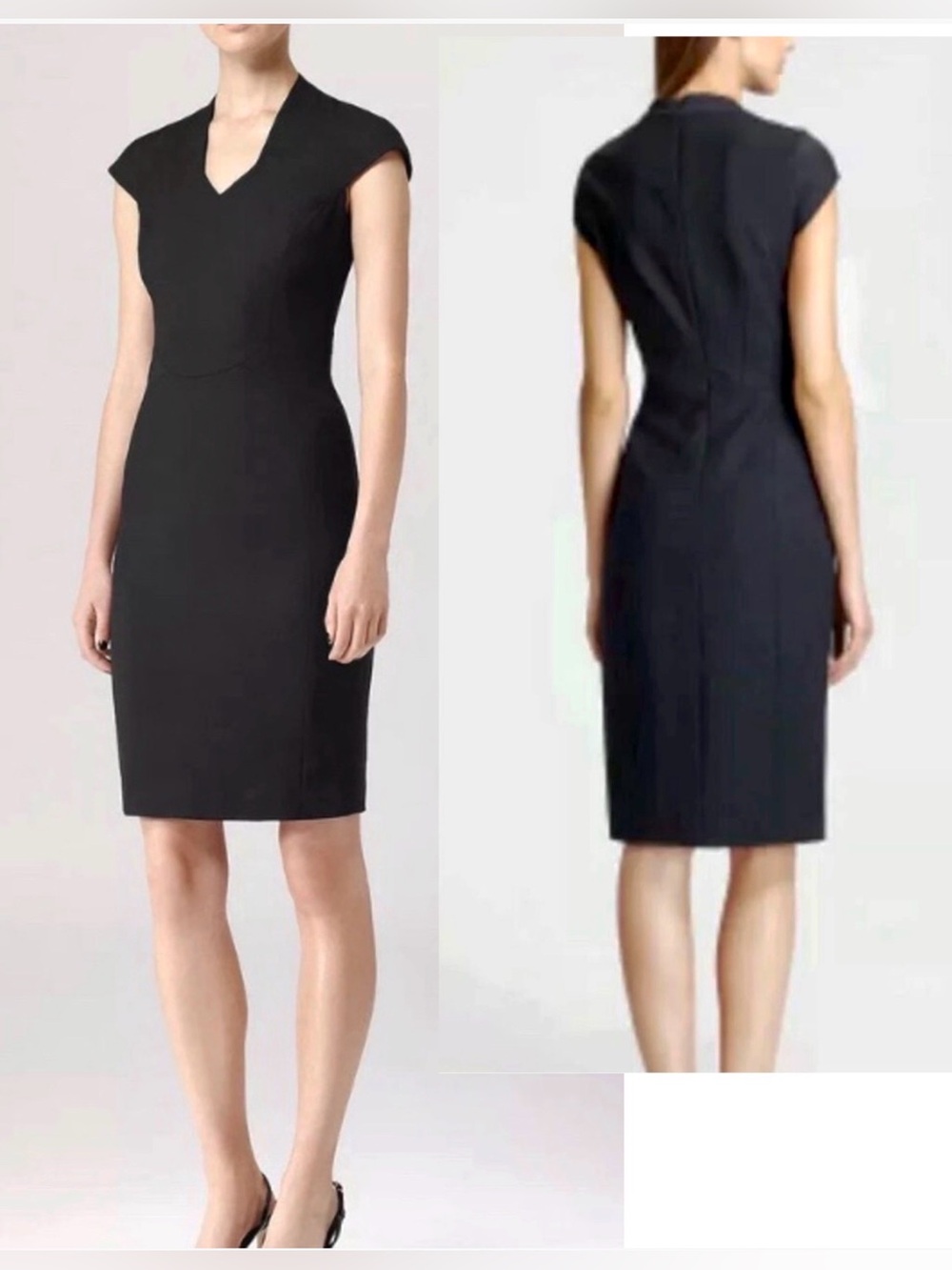 Reiss dress ABBI FAY black, V neck  lined, US 0, UK 4